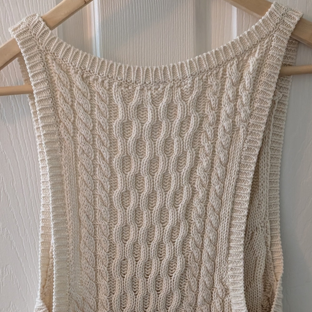 FREE PEOPLE Cream Cable Knit Tank Top - Picture 2 of 5